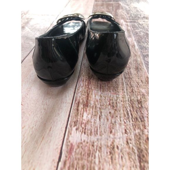 Stuart Weitzman Patent Peep Toe‎ Buckle Flats - Picture 7 of 8